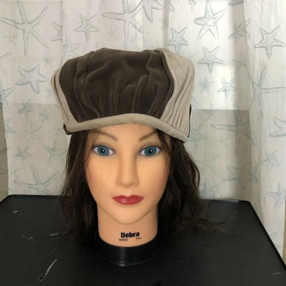 Vintage Women's Pillbox Style Velvet Hat Nell New York Colorblock - Picture 7 of 12